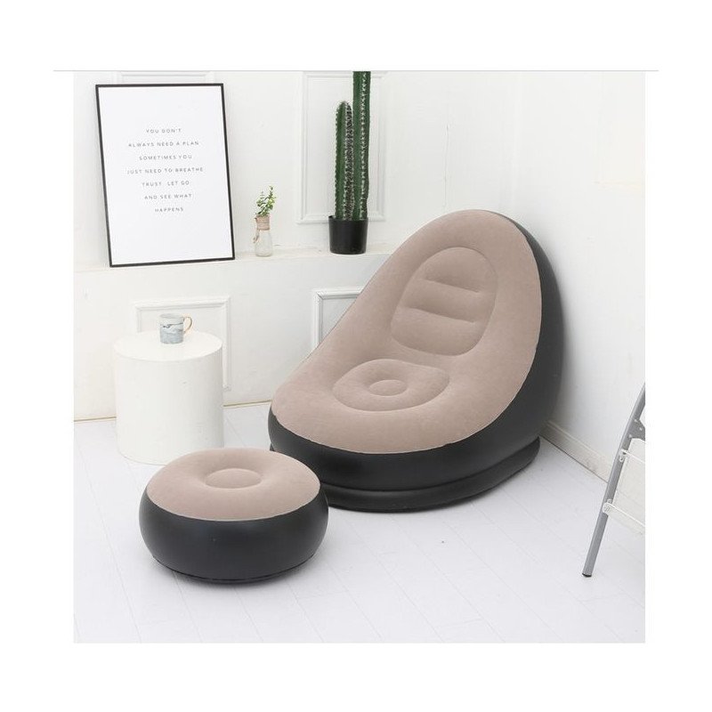 Canapé Gonflable,chaise De Sac Paresseux Gris noir