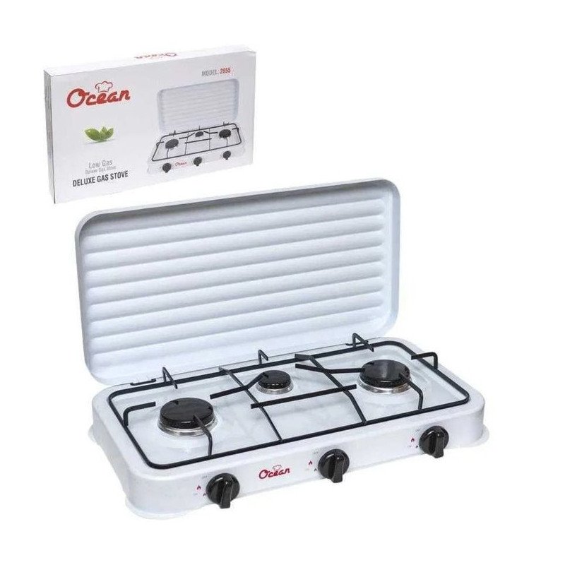 Ocean Réchaud a gaz - Réchaud gaz - Cuisinière A Gaz 3 Feux - Blanc