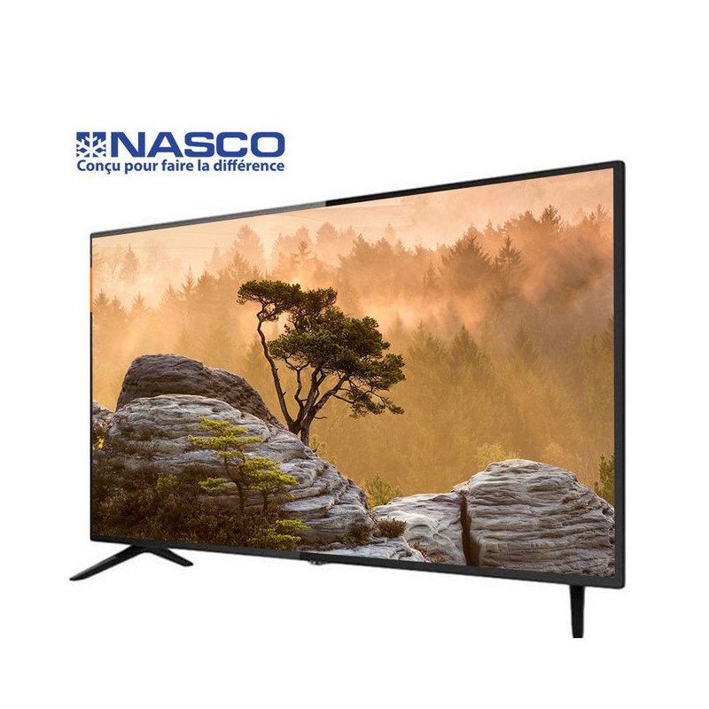 Nasco TV LED Slim 32" - Décodeur Intégré - HD - Régulateur de tension - HDMI - USB - VGA - Noir - Garantie 12 Mois