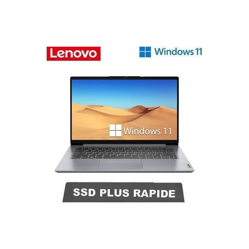 Lenovo Ideapad 1 - 14 Pouces " - Intel N4020 - 4GO RAM - 256 Go SSD - WINDOWS 11 Gris - GARANTIE 12 MOIS