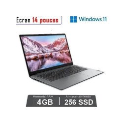 Lenovo Ideapad 1 - 14 Pouces " - Intel N4020 - 4GO RAM - 256 Go SSD - WINDOWS 11 Gris - GARANTIE 12 MOIS