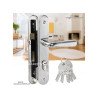 Poignée De Porte+Serrure Encastrable + Canon Avec 5 Clés - Argent